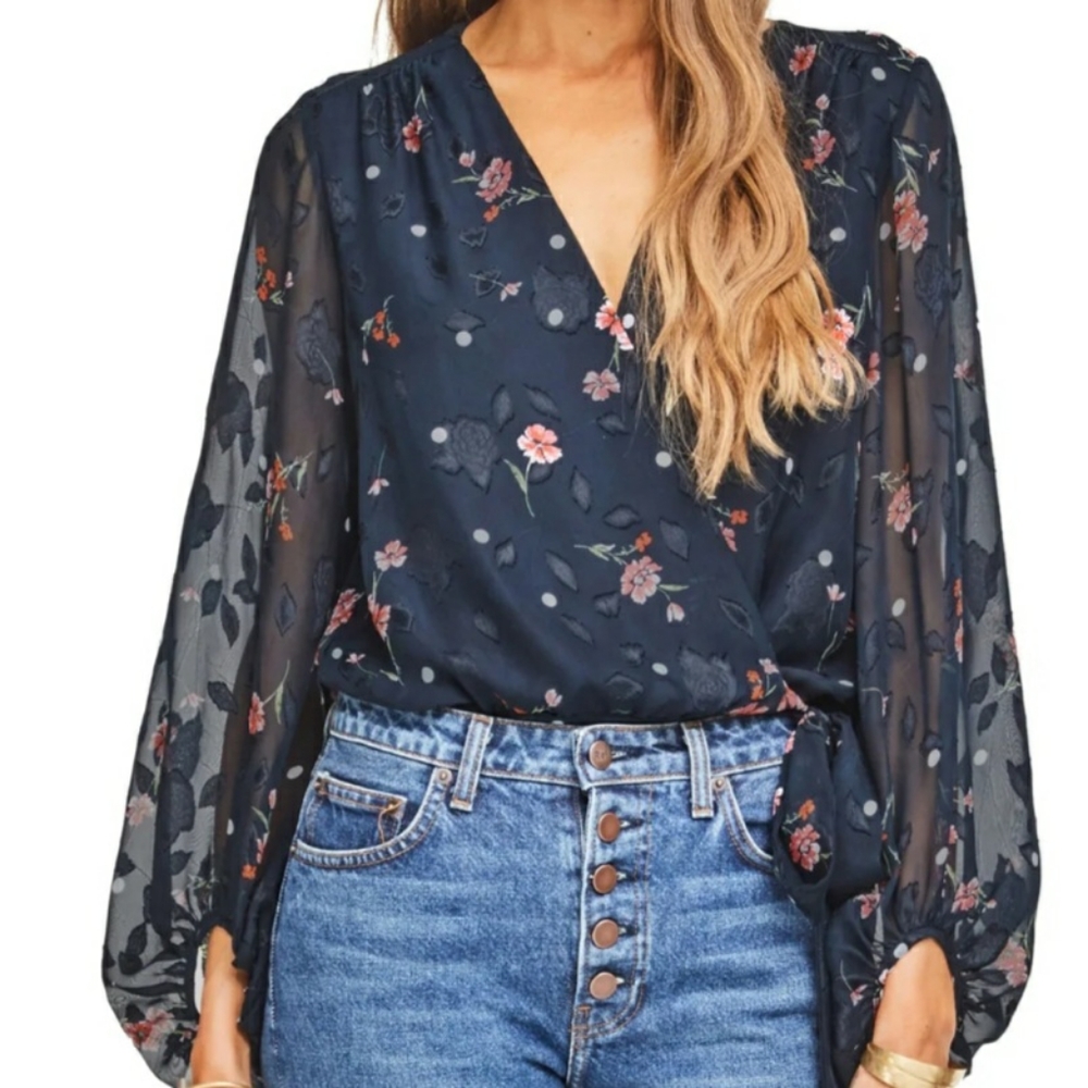 ASTR The Label Floral Side Tie Bodysuit
